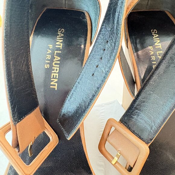 Saint Laurent Leather sandals WITH PLATFORM AND ANKLE STRAP. SiZE 8,5 - Picture 8 of 9